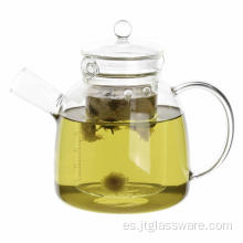 Tetera de vidrio de borosilicato hecha a mano para preparar té